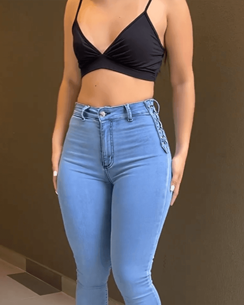 New Design Skinny Braided Jeans
