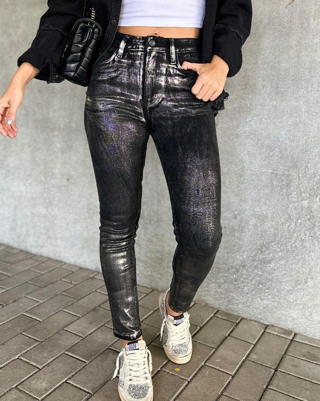 Metallic Black Skinny Jeans