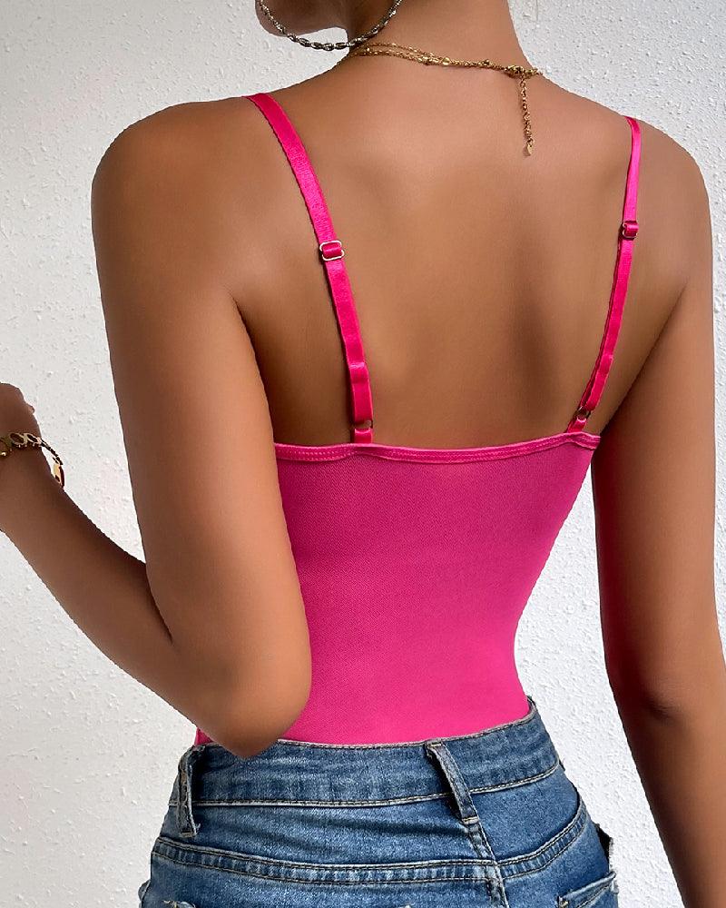 Body sexy de malla transparente con encaje floral, camisola, corpiño, corsé, ropa moldeadora