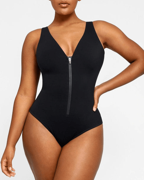 Smart Sculpt Plunge Zip Front Shaping Swimsuit - Wishe
