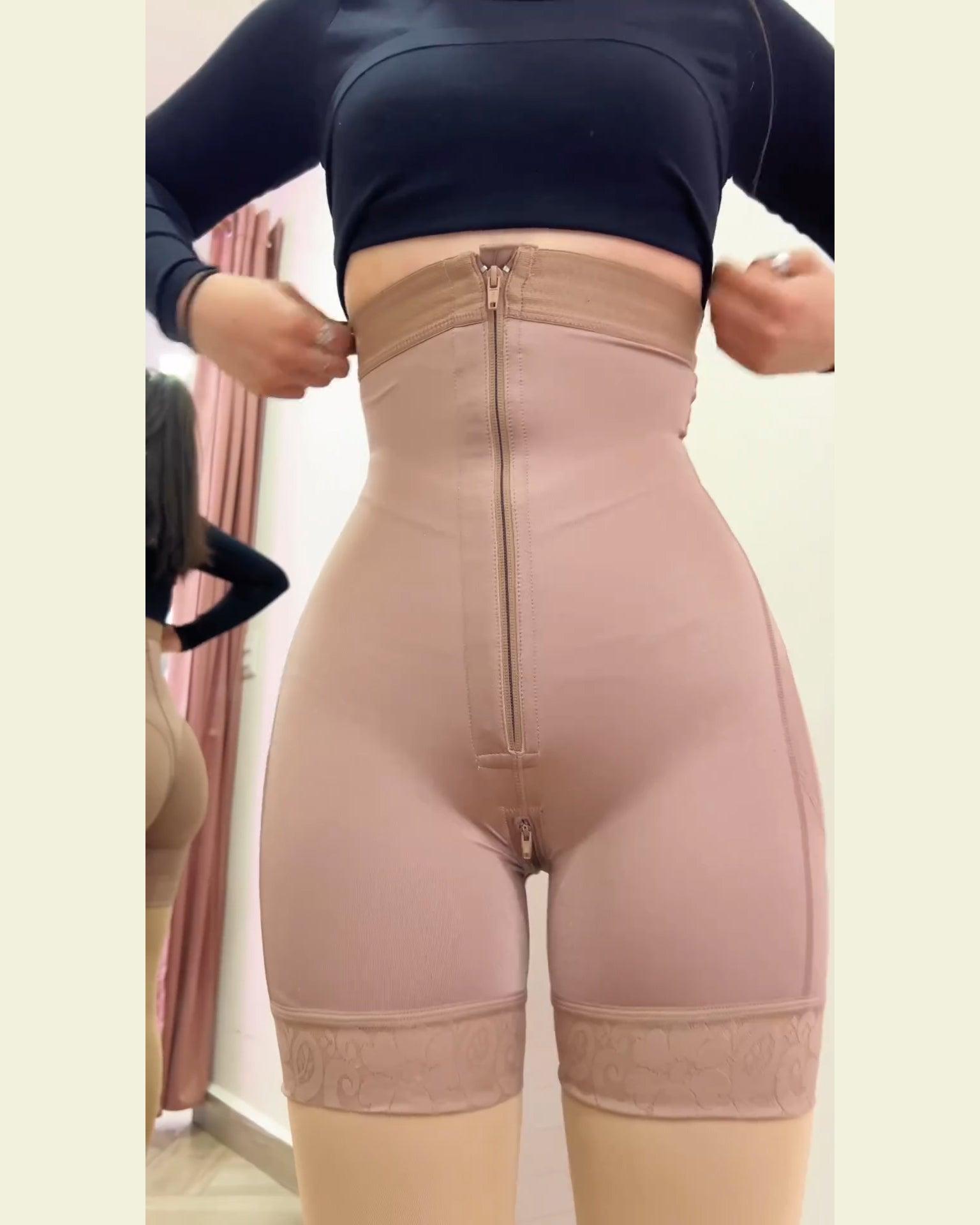 High Waist Double Control Butt Lift Zipper Shaper Short - Wishe