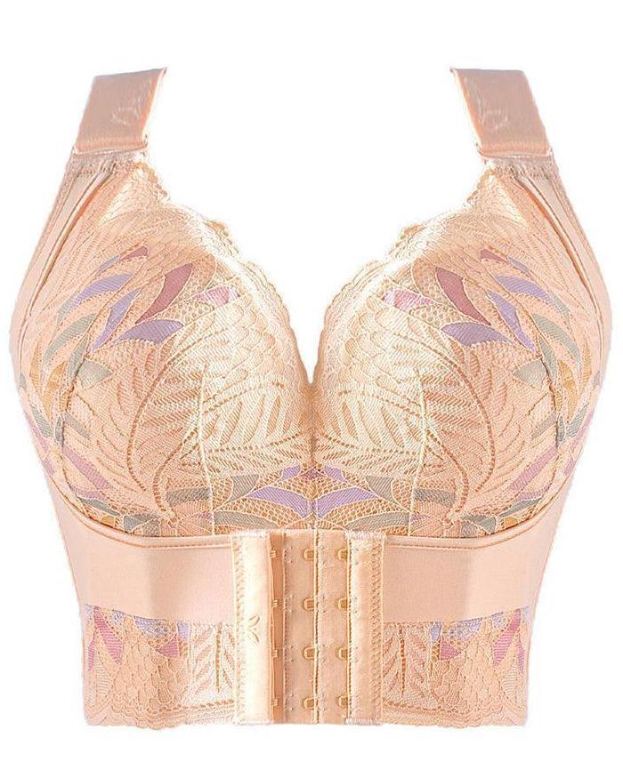 Women Side Support Longline Wide Adjustable Straps Wireless Bra - Wishe