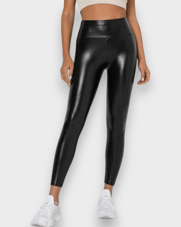 Zoom Female Scrunch Bum PU High-rise Leggings - Wishe