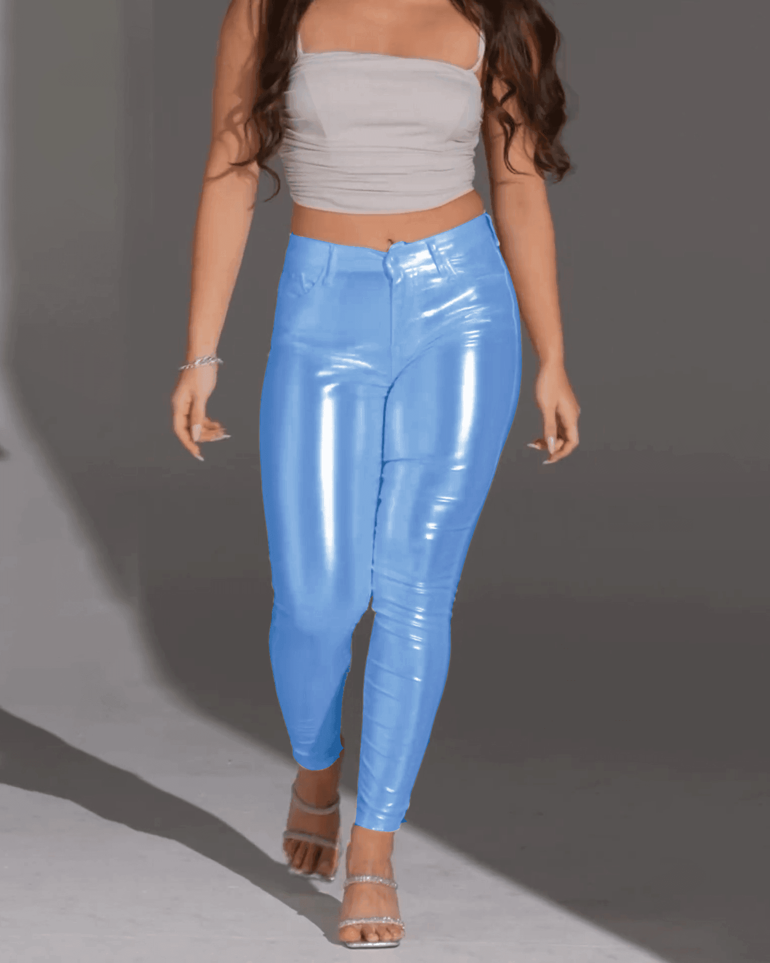 Skinny Metallic White Pant - Wishe