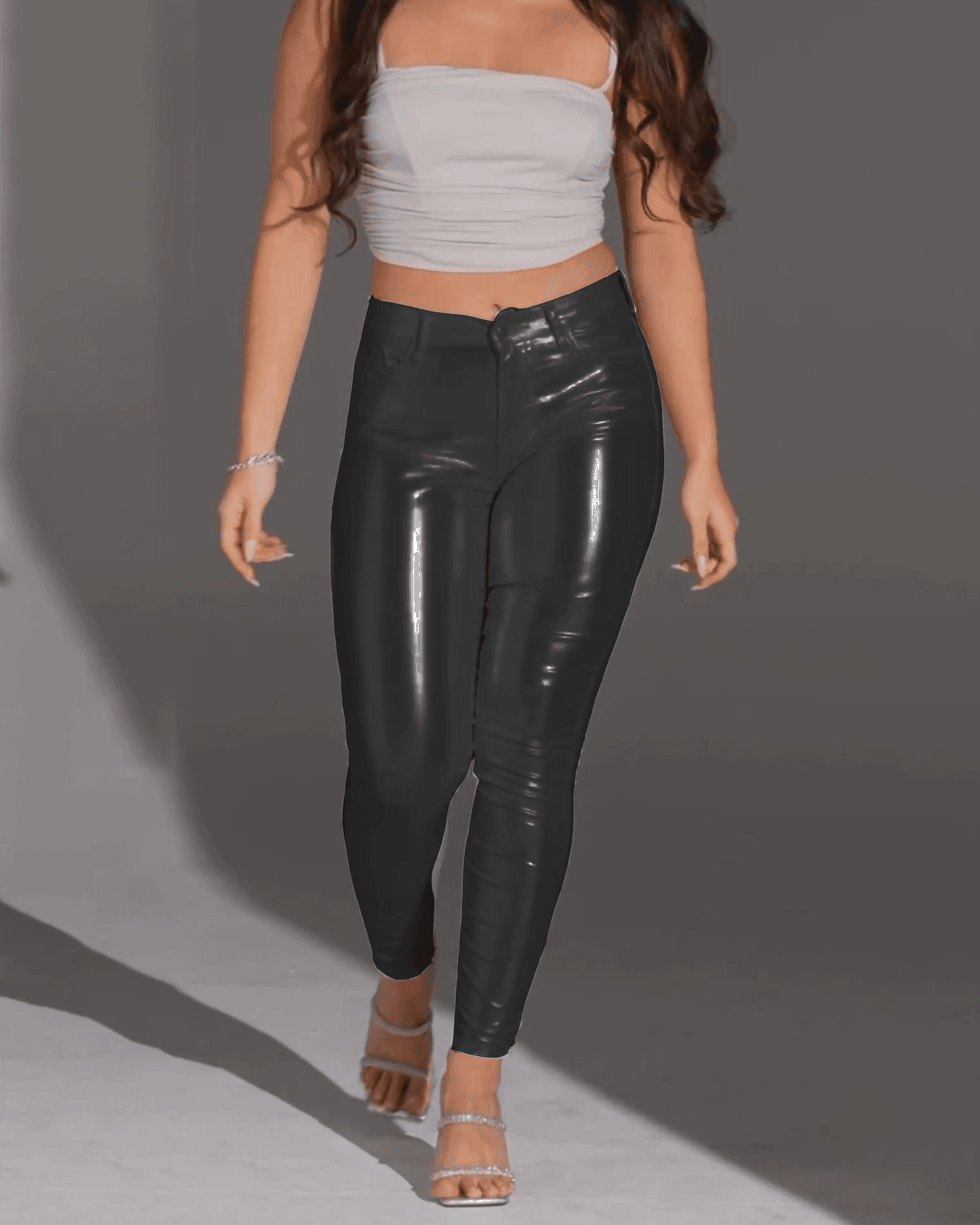 Skinny Metallic White Pant - Wishe
