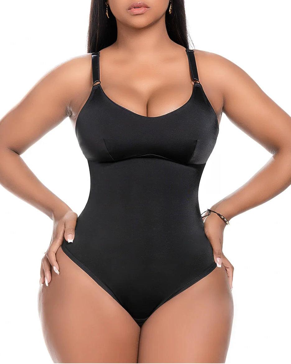 Comfy Tummy Control Shapewear Thong Bodysuit With Built-In Bra | Daily Use - Wishe