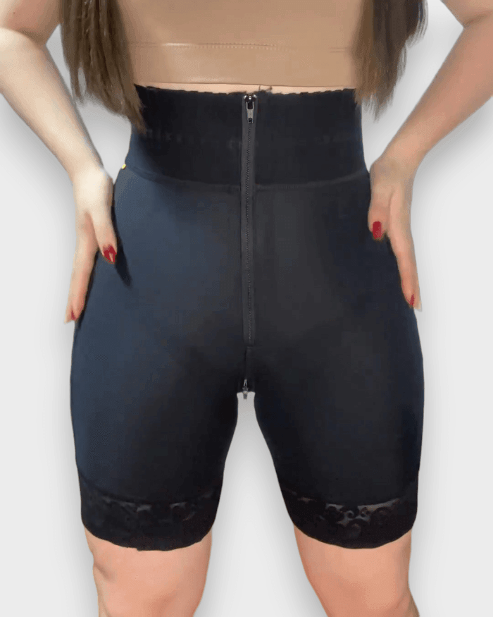 High Waist Butt Push Up Zipper Control Short - Wishe