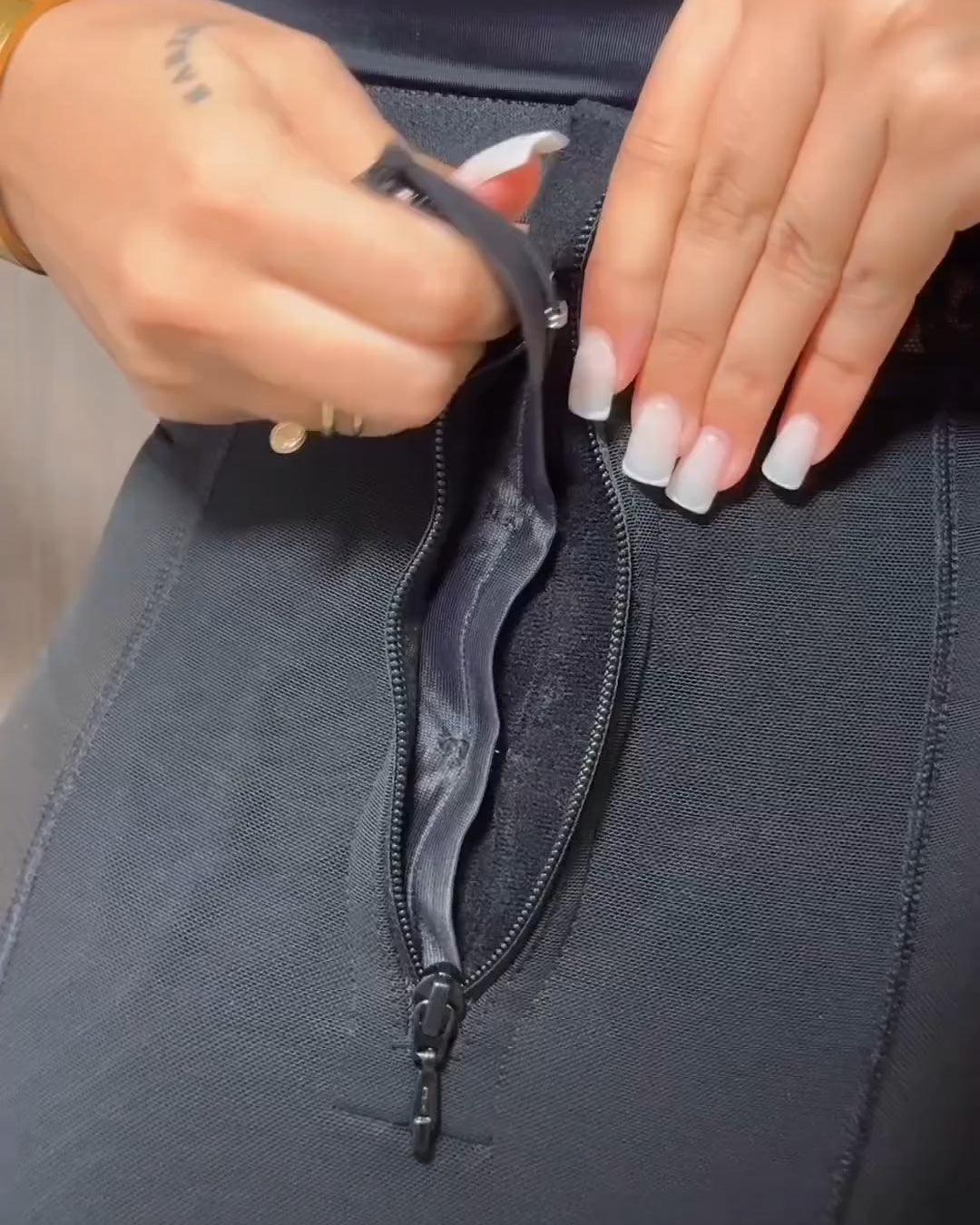 High Waist Side Zipper Tummy Control Peach Butt Short