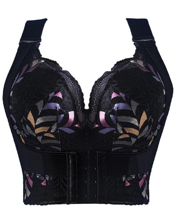 Women Side Support Longline Wide Adjustable Straps Wireless Bra - Wishe