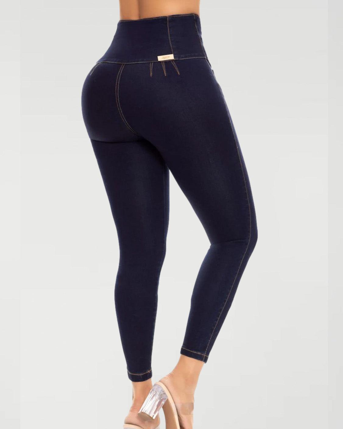 Colombian Butt Lift High Waist Jeans With Internal Girdle Ref 707977 - Wishe
