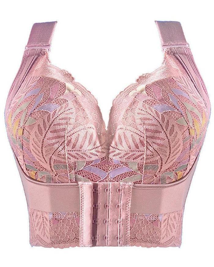 Women Side Support Longline Wide Adjustable Straps Wireless Bra - Wishe