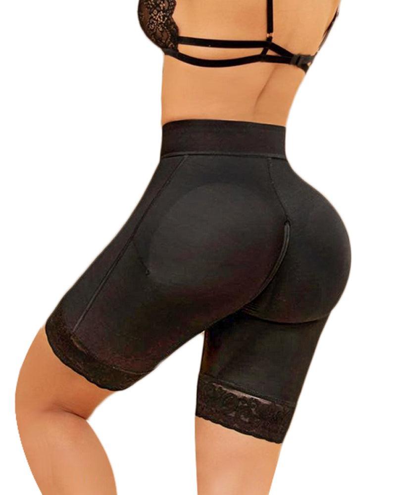 Double Compression Butt Lifter Zipper Shorts High Waisted Butt Pads Seamless Hip Enhancer - Wishe