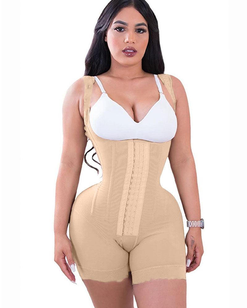High Double Compression Garment Abdomen Control HOOK AND EYE CLOSURE Tummy Control Adjustable Bodysuit - Wishe