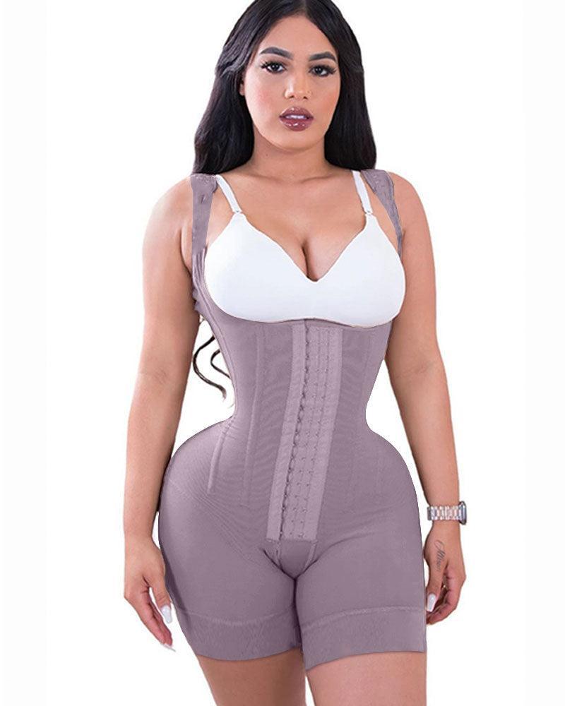 High Double Compression Garment Abdomen Control HOOK AND EYE CLOSURE Tummy Control Adjustable Bodysuit - Wishe