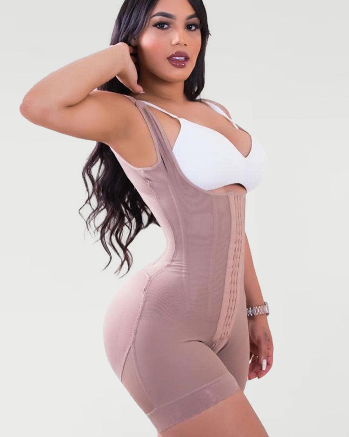 High Double Compression Garment Abdomen Control HOOK AND EYE CLOSURE Tummy Control Adjustable Bodysuit - Wishe