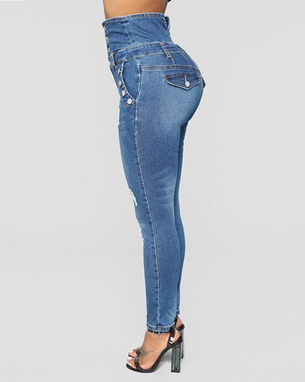 High Rise Stretch Jeans - Wishe