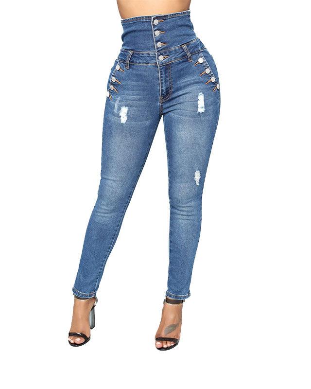 High Rise Stretch Jeans - Wishe
