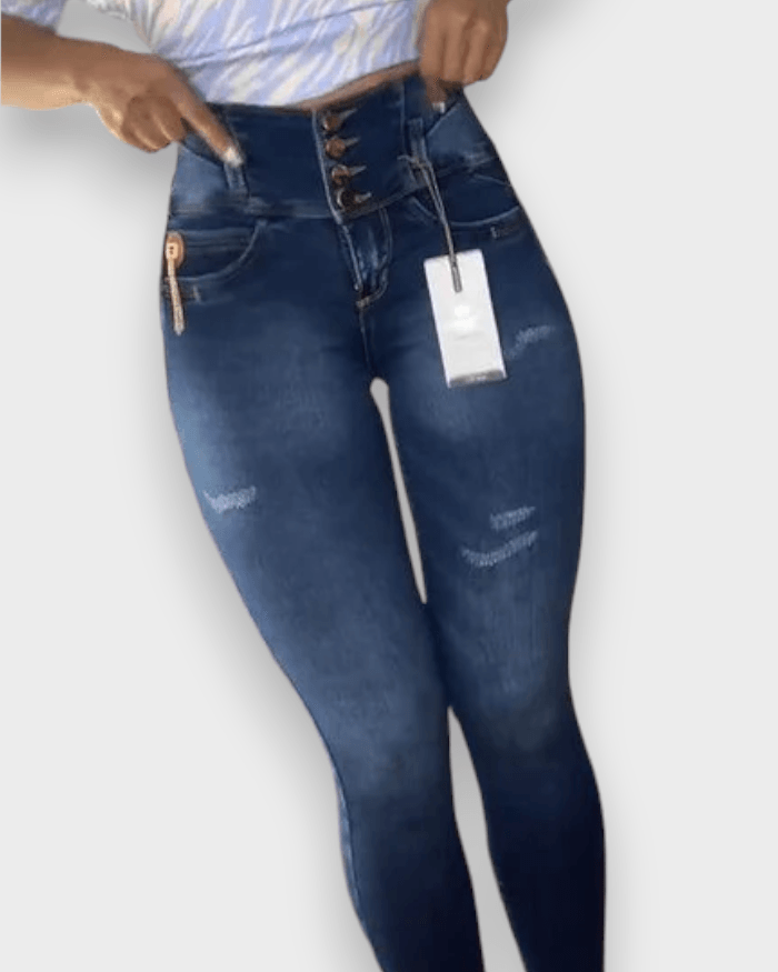 High Waist Skinny Jeans - Wishe