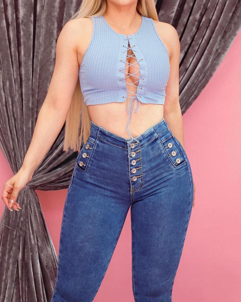 High Waist Tummy Control Stretchy Jeans - Wishe