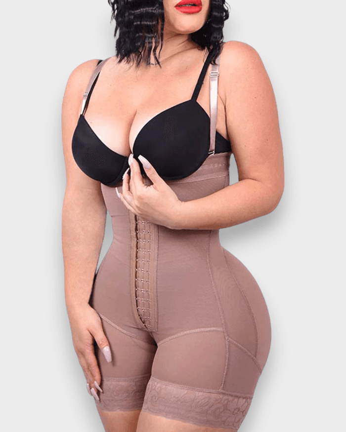 Shapewear for Women Tummy Control Body Shaper Butt Lifter Thigh Slimmer Faja Plus Size with Zipper Crotch - Wishe