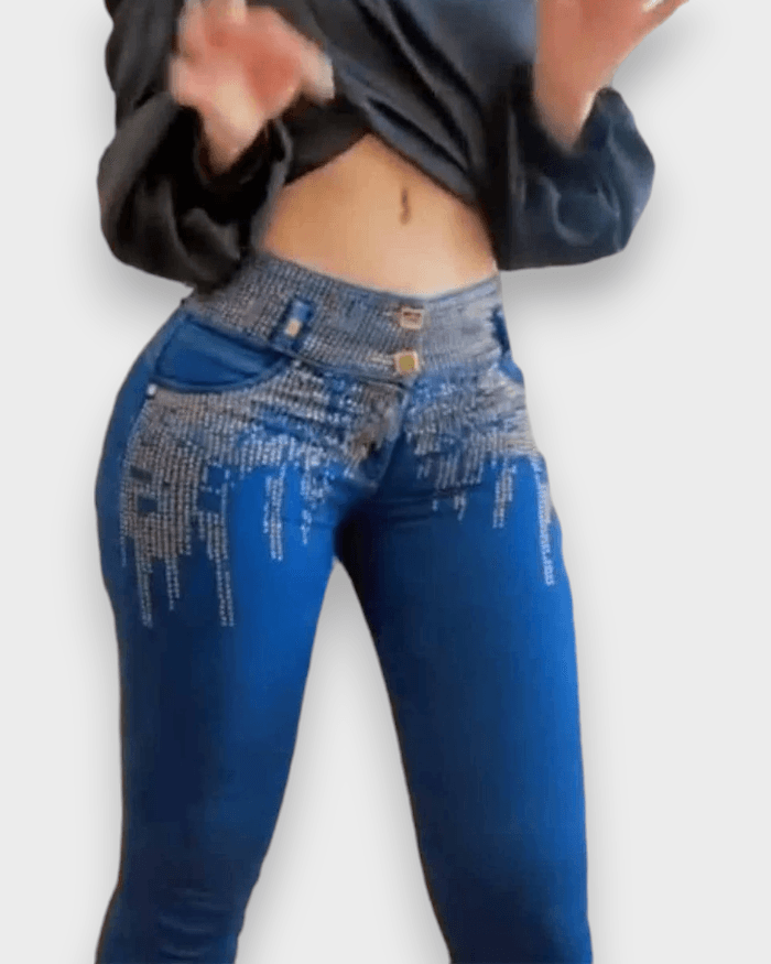 Women's High Waist Personalized Jeans Trousers - Wishe
