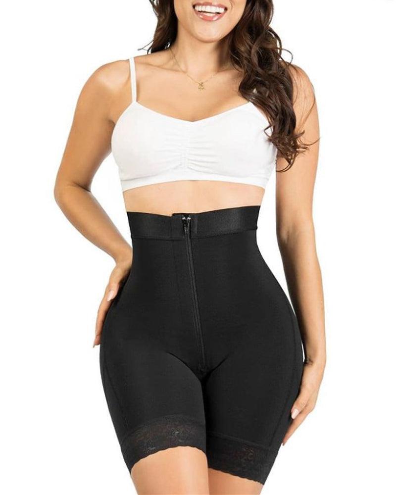 Womens High Waisted Butt Lifter Body Shaper Zipper Butt Pads Seamless Hip Enhancer Shorts - Wishe