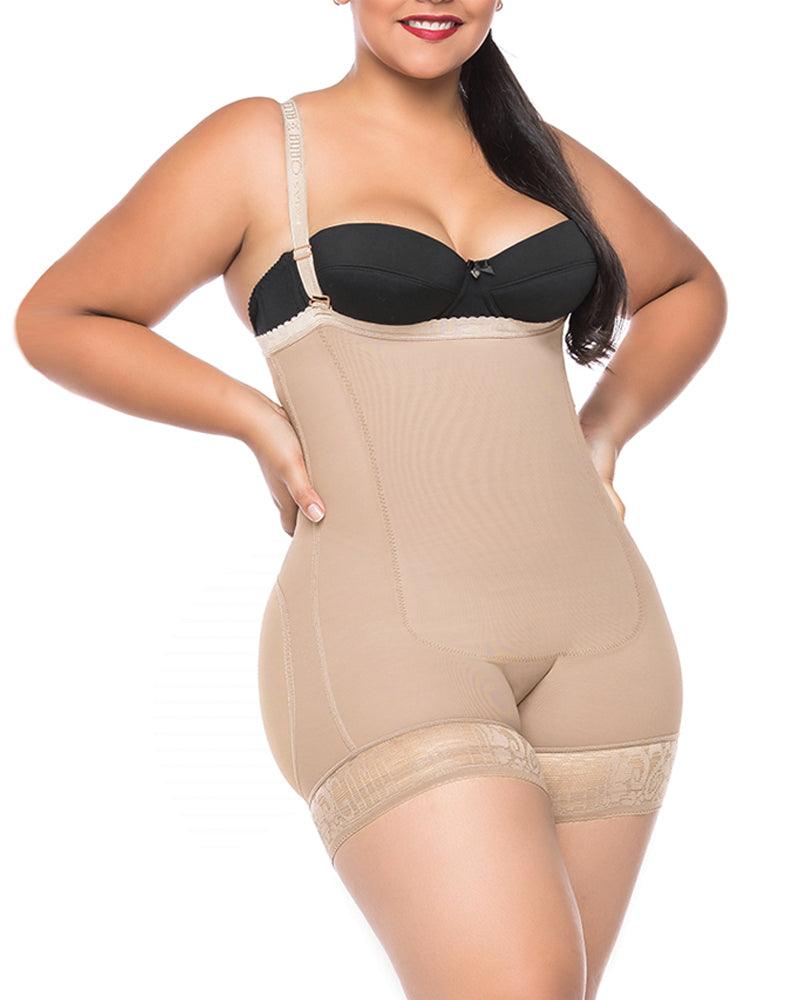 Removable Straps One-Piece Short Body Shaper For Women Tummy Control Waist Trainer Mid-Back Bodysuit - Wishe