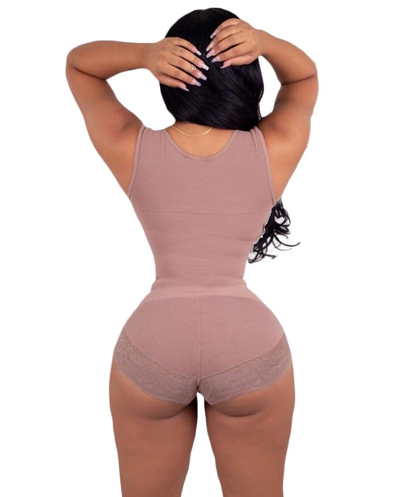 Women Bodysuit Open Bust Tummy Control Shapewear Slimming Fajas Lace Body Shaper - Wishe