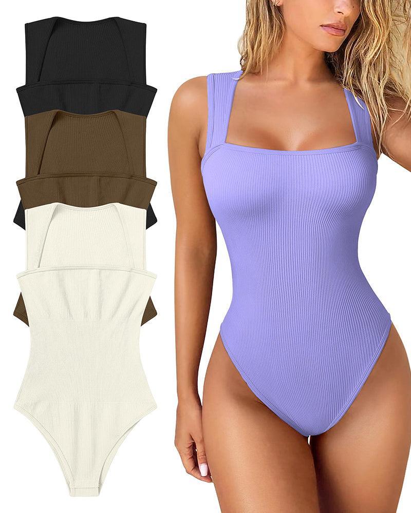 Ribbed Sleeveless Bodysuit - Wishe
