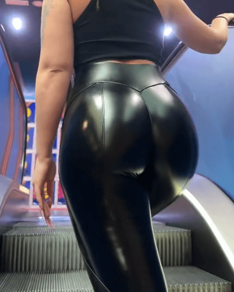 Womens Sexy Leather PU High Waist Butt Lifting Tights Push Up Pants - Wishe