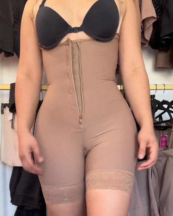 Internal Hooks FIirm Compression Tummy Control Zipper Shapewear - Wishe