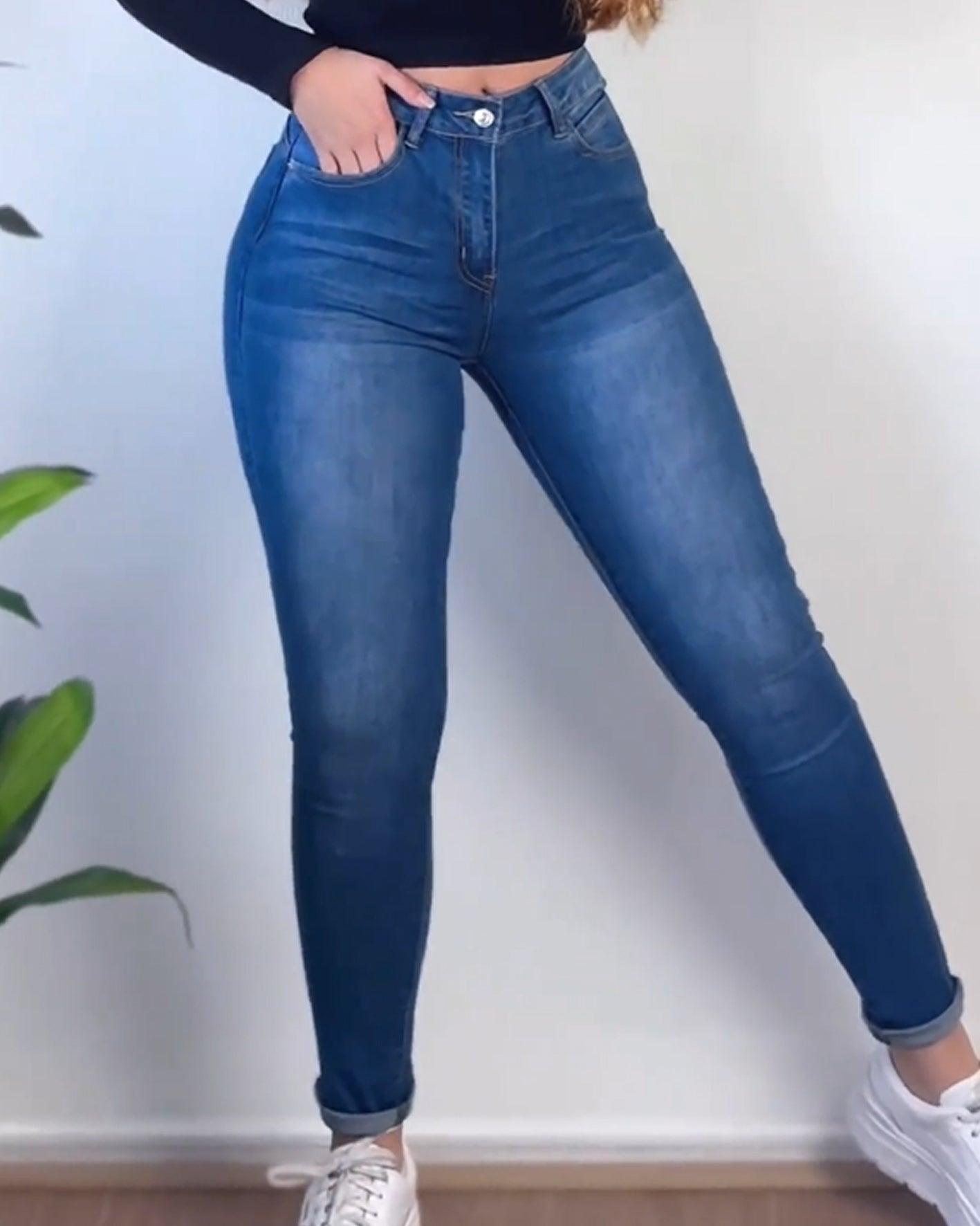Jeans With Shape Belt（Pre-Sale） - Wishe
