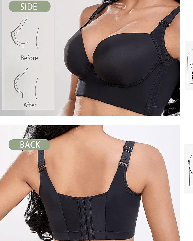 Deep Cup Hides Back Fat Full Back Coverage Bra with Shapewear Push Up Bra for Women - Wishe