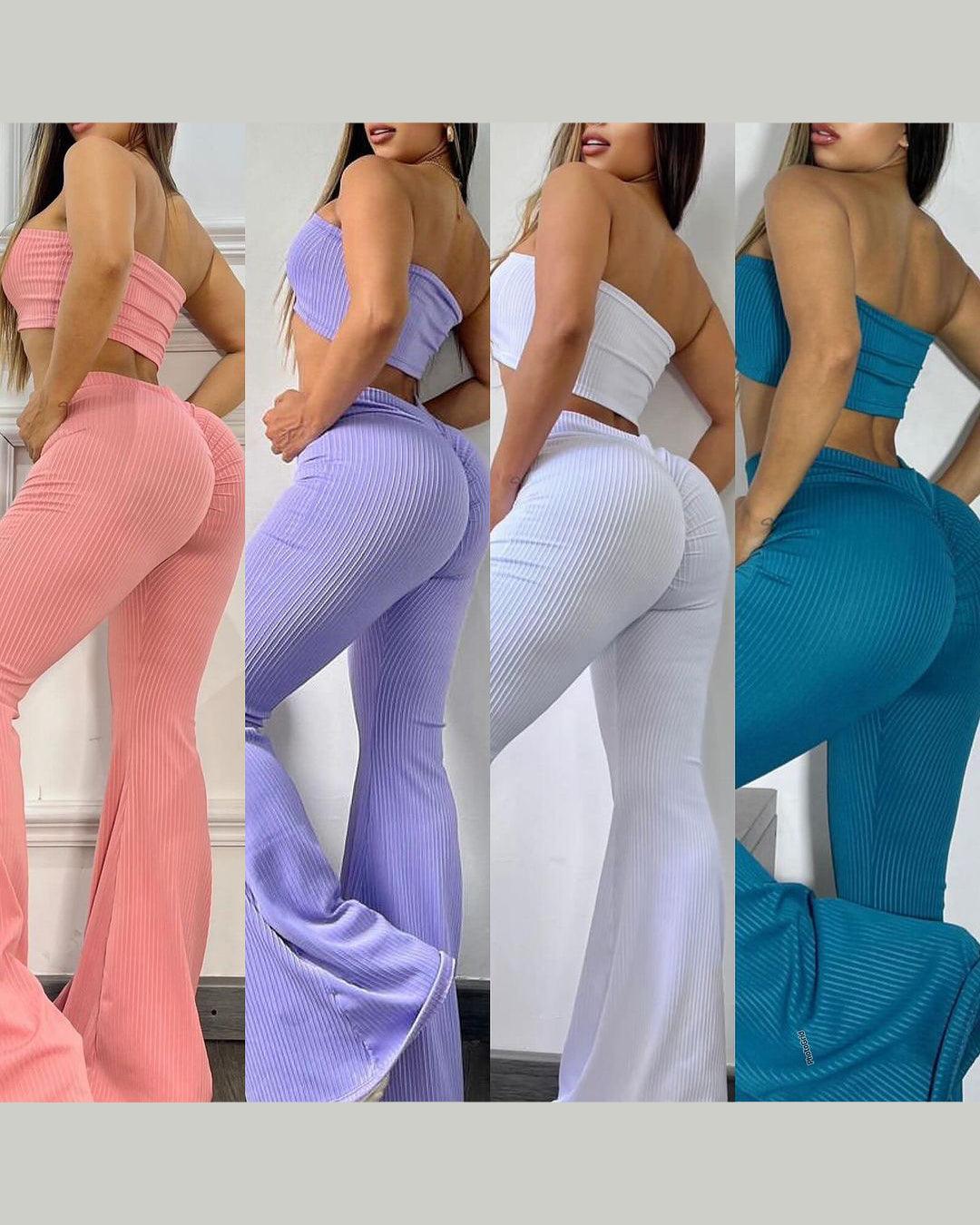 Butt Push Up Flare Booty Pants - Wishe