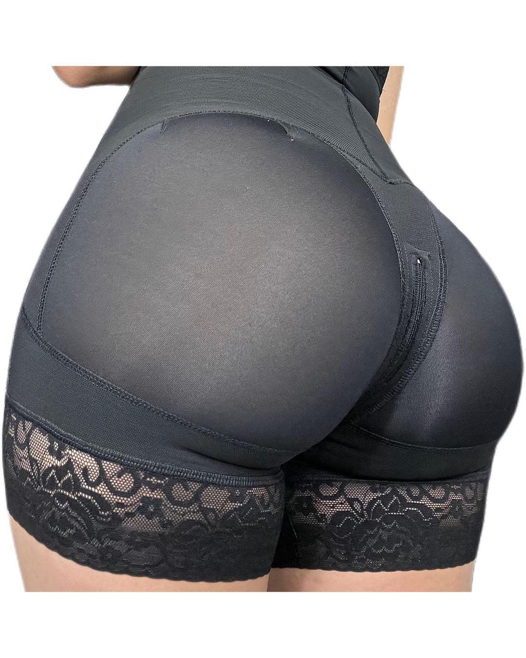 Side Zipper Tummy Control Strap Faja Pants - Wishe