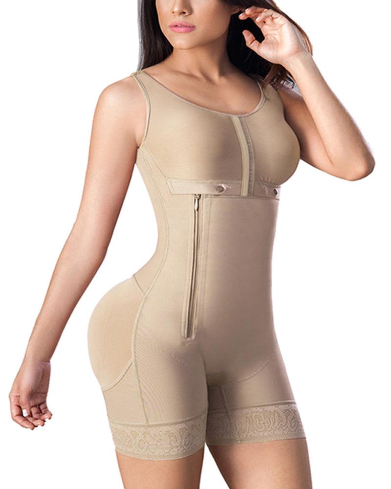 Bodysuit Bodyshaper For Women Side Zipper Adjustable Breast Support Tummy Control Shaperwear - Wishe