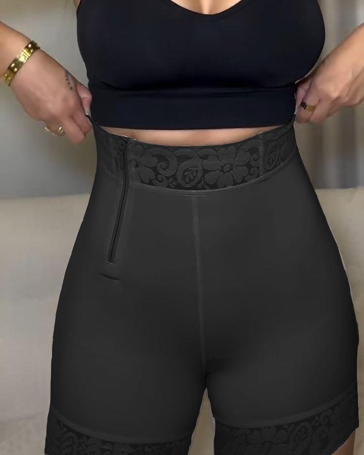 High Waist Side Zipper Butt Lift Shorts