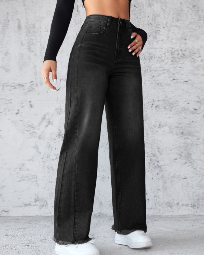 women's straight wide leg jeans