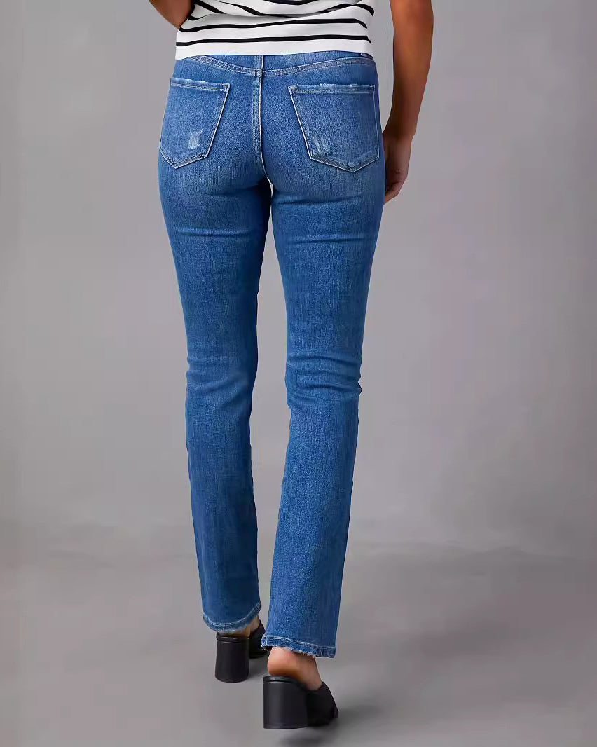 High Waist Straight Leg Demin Pant