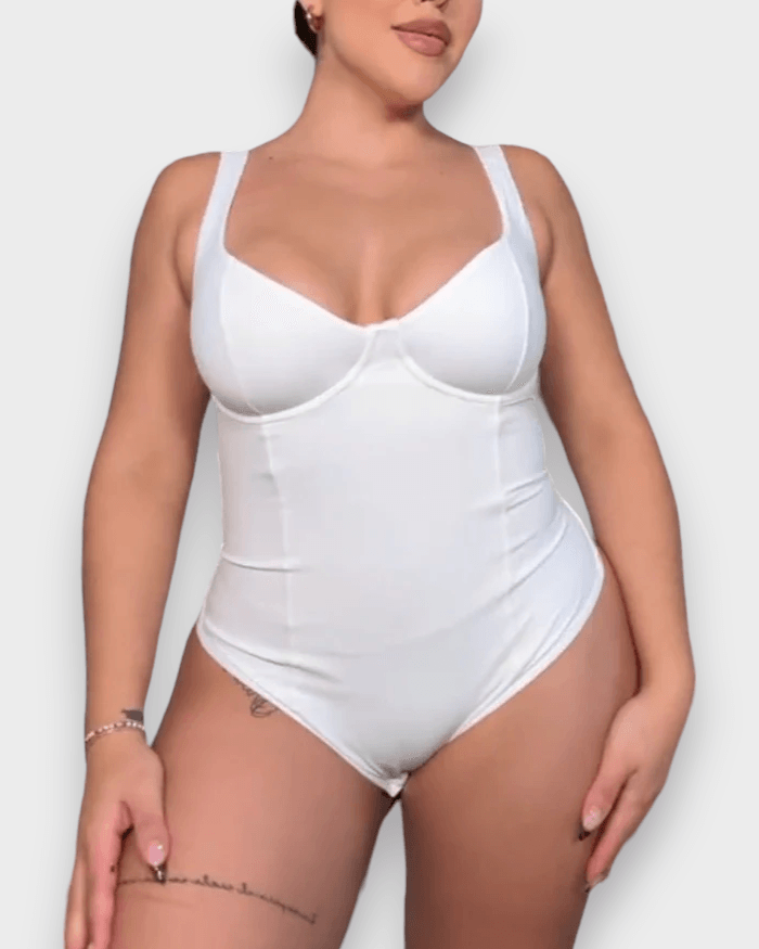 Shape White Bandage Bodysuit - Wishe