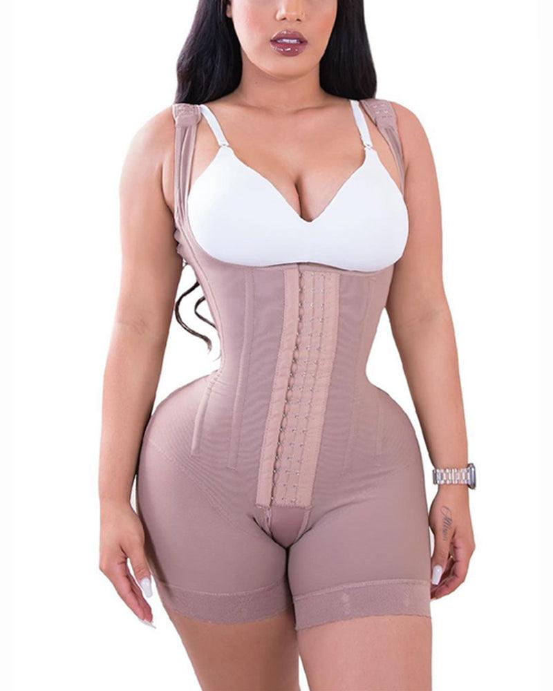 High Double Compression Garment Abdomen Control HOOK AND EYE CLOSURE Tummy Control Adjustable Bodysuit - Wishe