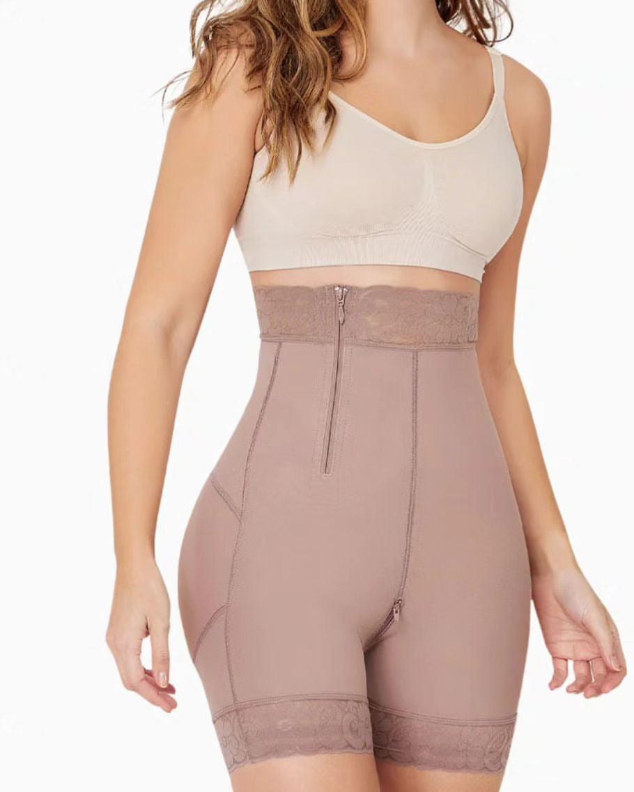 High Waist Side Zipper Butt Lift Shape Short