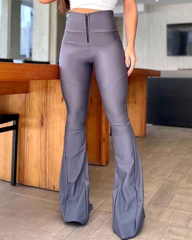 Zippered Flared Leggings