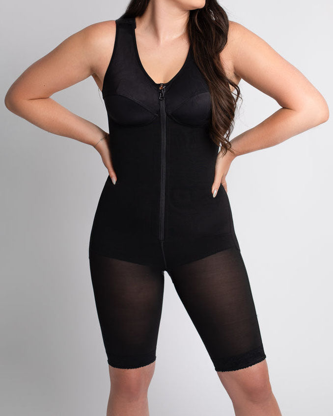 Extra Slimming Black Full Bodysuit With Zip