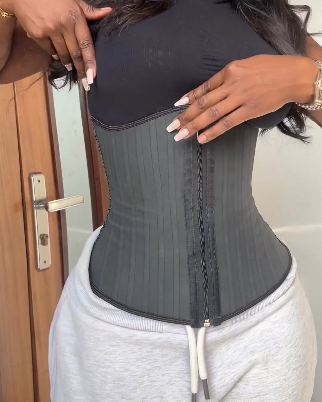 29 Steel Curve Hook And Zipper Waist Trainer With Bust Support