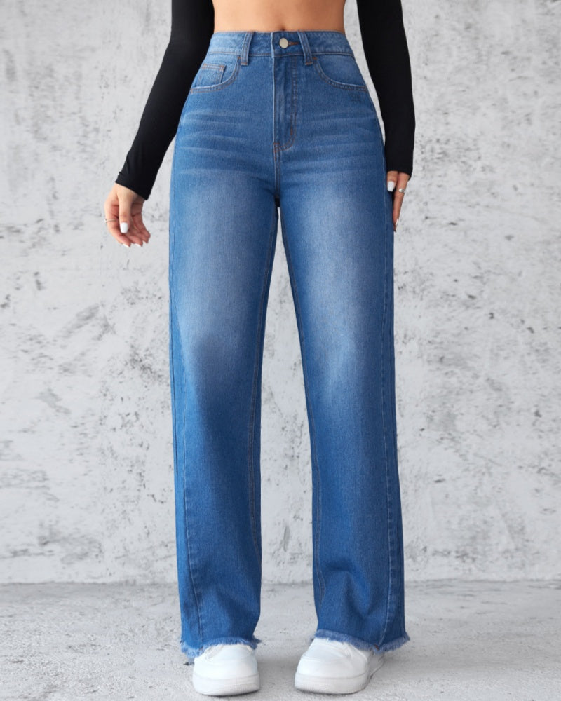 women's straight wide leg jeans