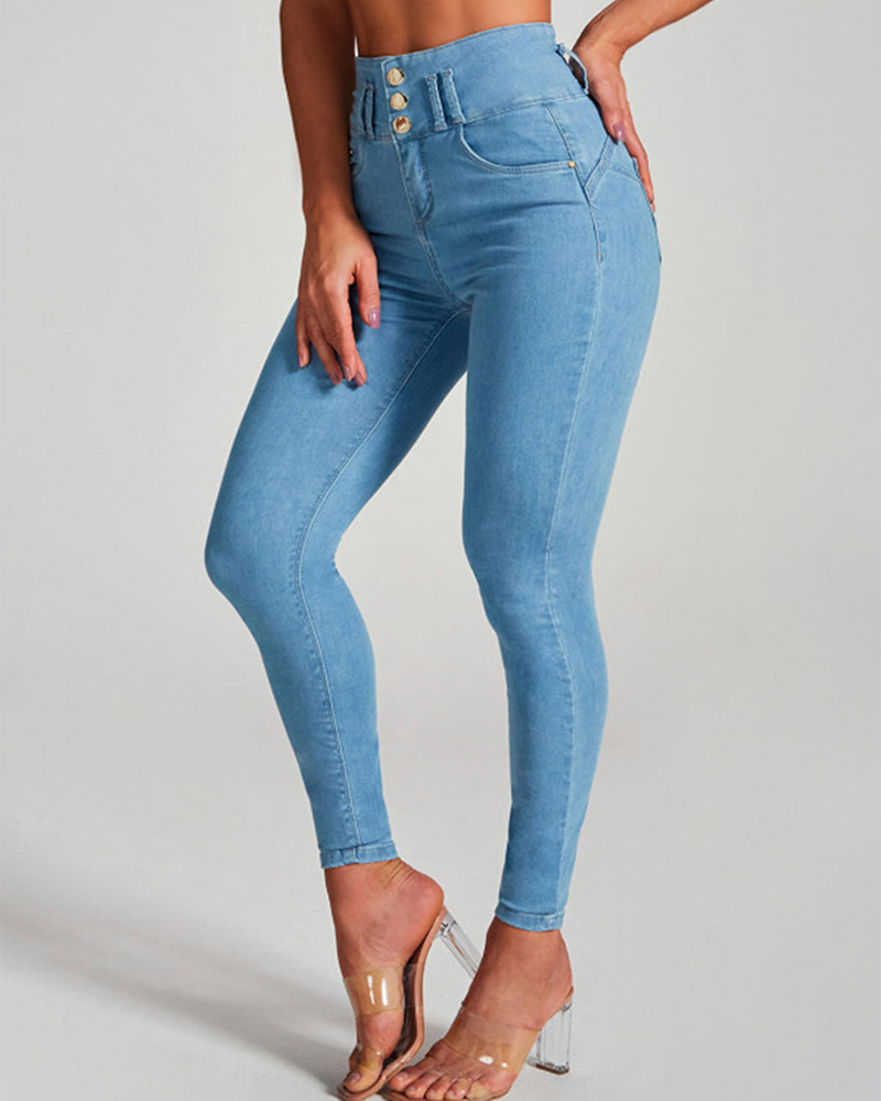 High-Waisted Slim Jeans