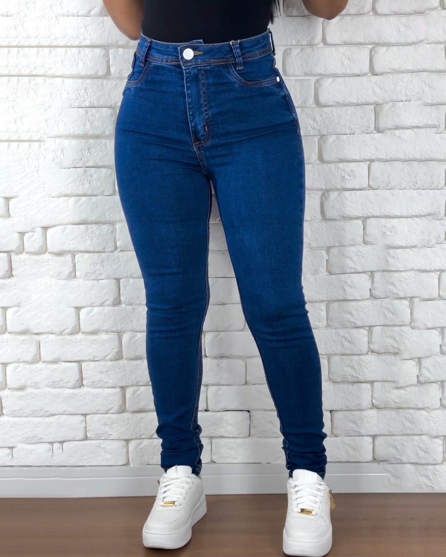 High Rise Deep Blue Skinny Jeans