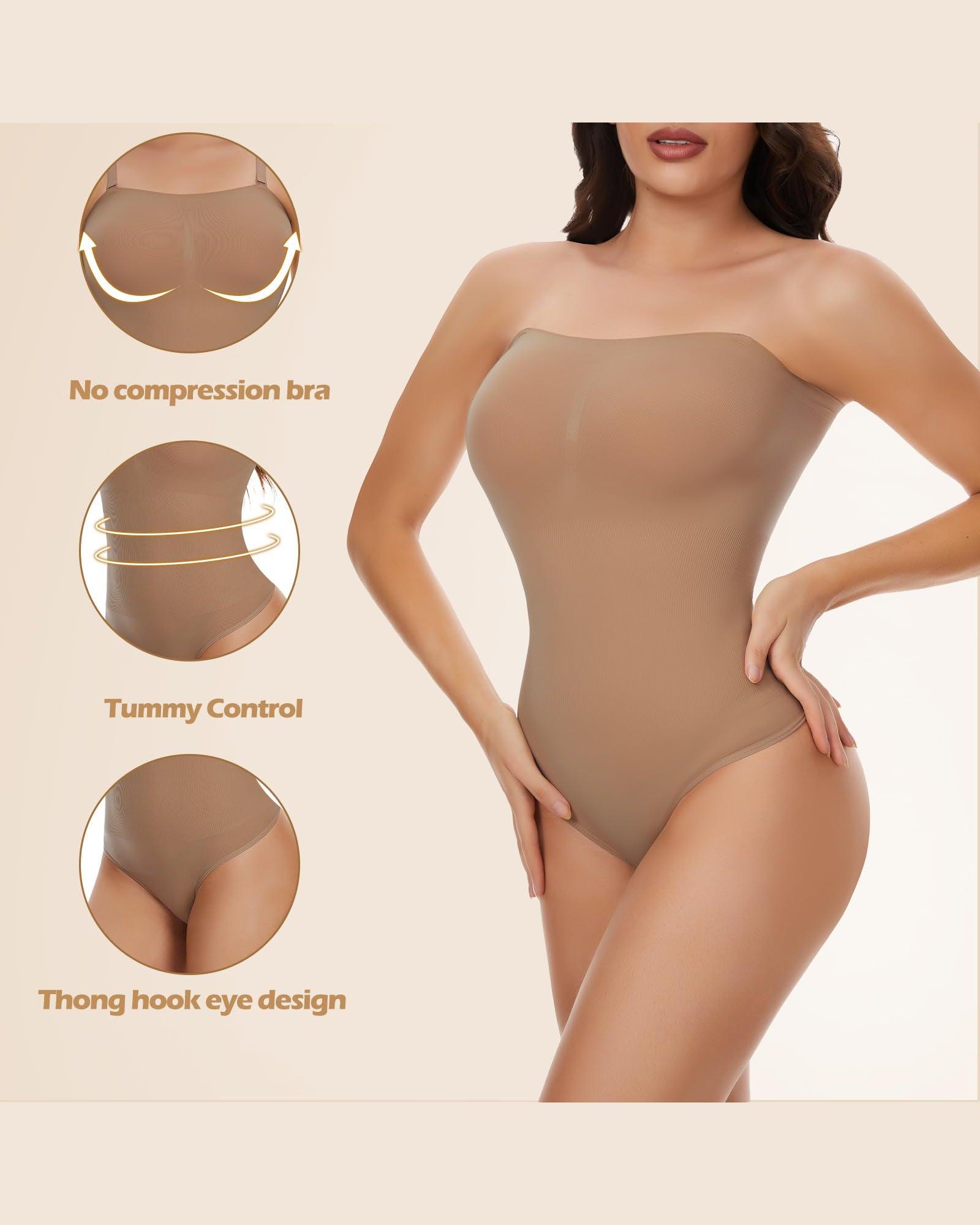 Women's Strapless Bodysuit Tummy Control Thong Body Shaper Sculpting Leotards