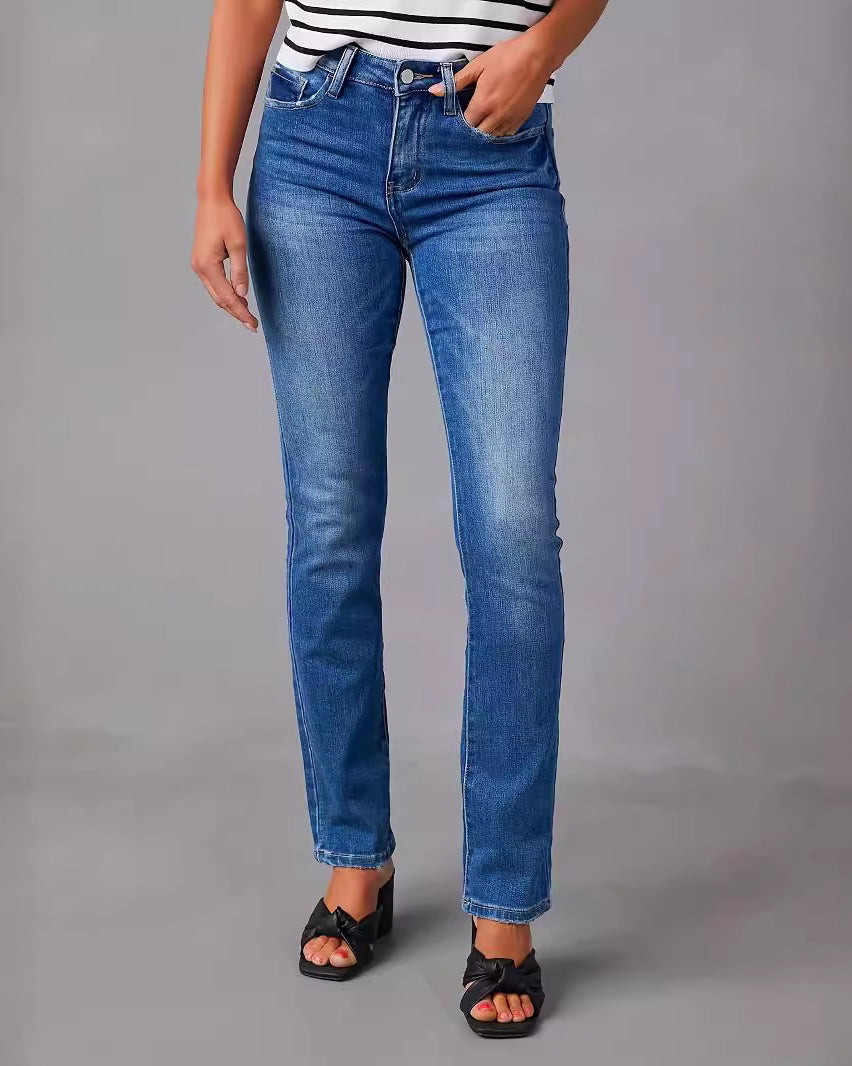 High Waist Straight Leg Demin Pant